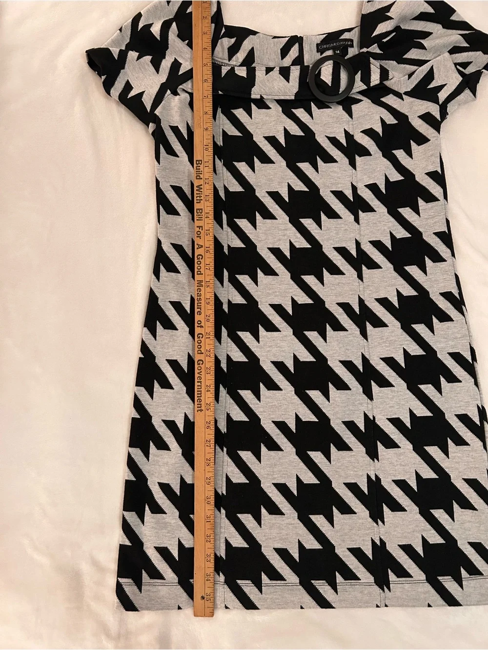 CHRIS McLauglin Black and White Houndstooth Knee-Length Dress size 14 - Picture 10 of 10